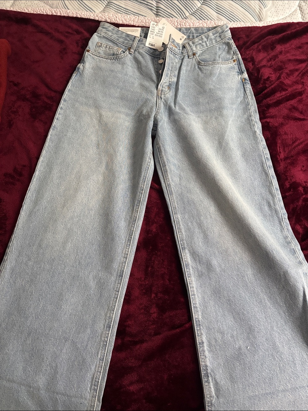 H&M Light Blue Wide Leg Flare Jeans